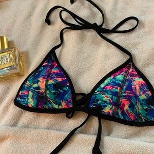 VS Pink | black tropical bikini top Size M